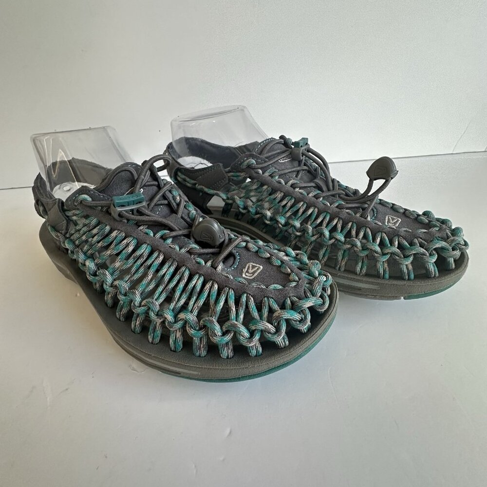 Keen Uneek Teal Gray Bungee Paracord Water Hiking Sandals Slingback‎ Womens US 8